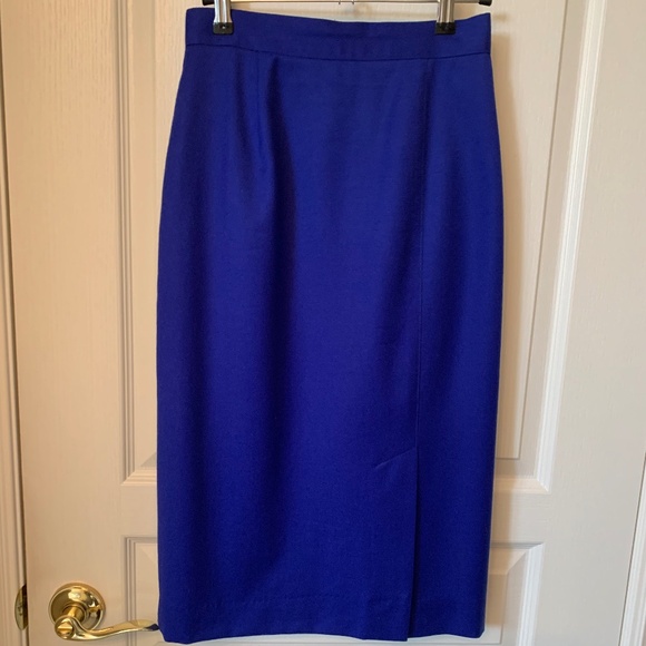 NAVY BLUE VIRGIN WOOL PENCIL SKIRT - SIZE 4/6 - Picture 12 of 15